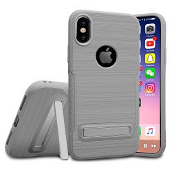 iPhone X (Ten) Brushed TPU Hybrid Kickstand Case (Silver)